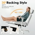 thumbnail image 3 of Solfway Criss Cross Chair with Wheels & Flip-up Arms, Executive Office Chair with Foot Rest, Swivel Cross Legged Office Chair, White Corduroy Fabric Comfy Computer Desk Chair, Vanity Chair for Home, 3 of 8