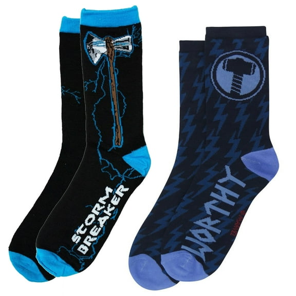 Thor Mjolnir and Stormbreaker Crew Socks 2-Pair Pack