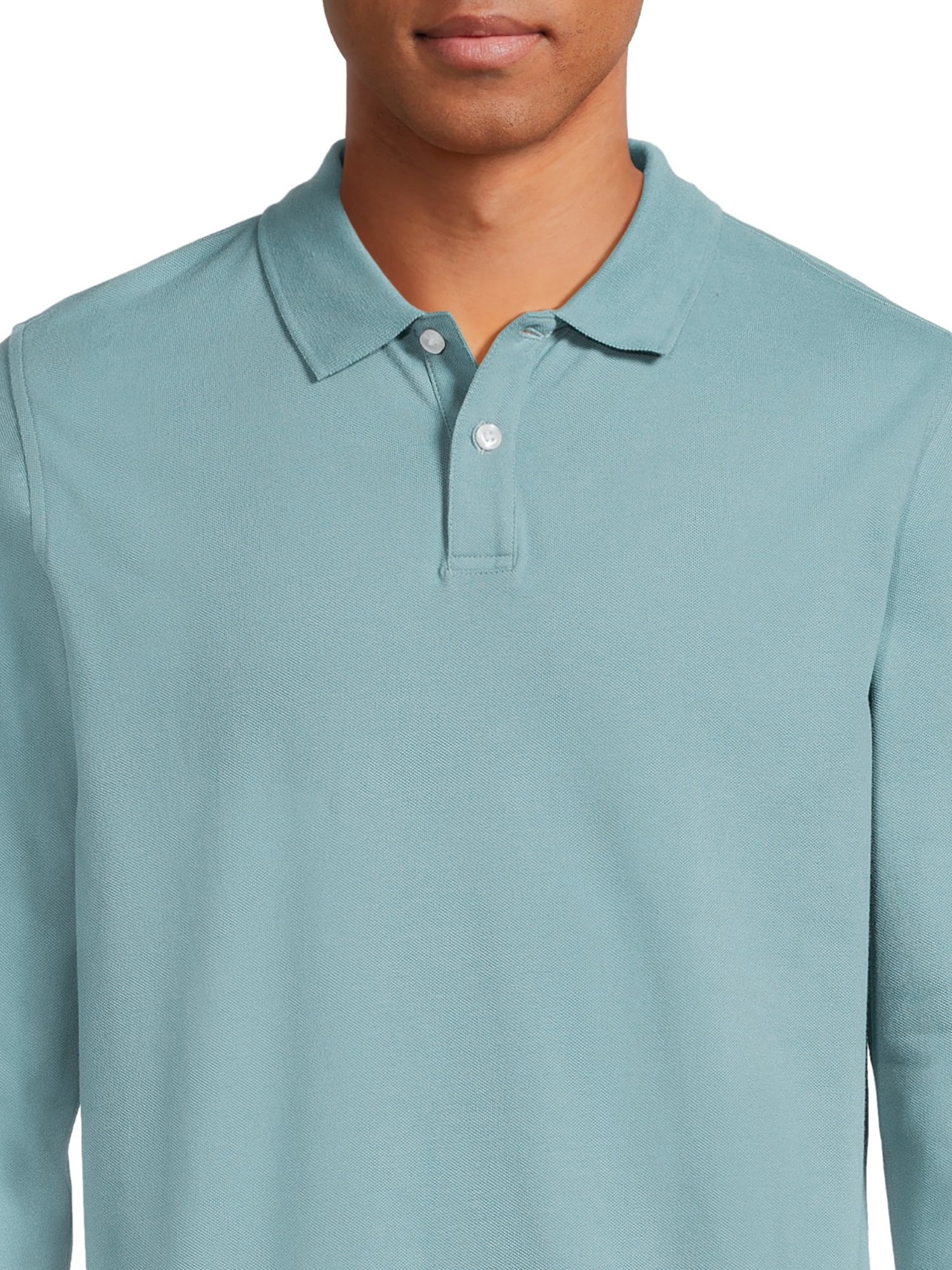 George Men's Pique Polo Shirt with Long Sleeves, Sizes S-3XL