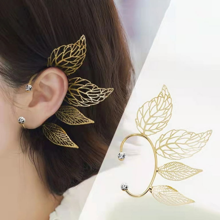 Women Hollow Out Leaf Ear Cuff Earrings No Pierced Ear Cuffs
