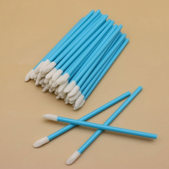 Nvzi 300 aplicadores de pinceles desechables para labios, aplicadores de lápiz labial negro, pinceles desechables para uñas, varitas de brillo de lápiz labial (azul)