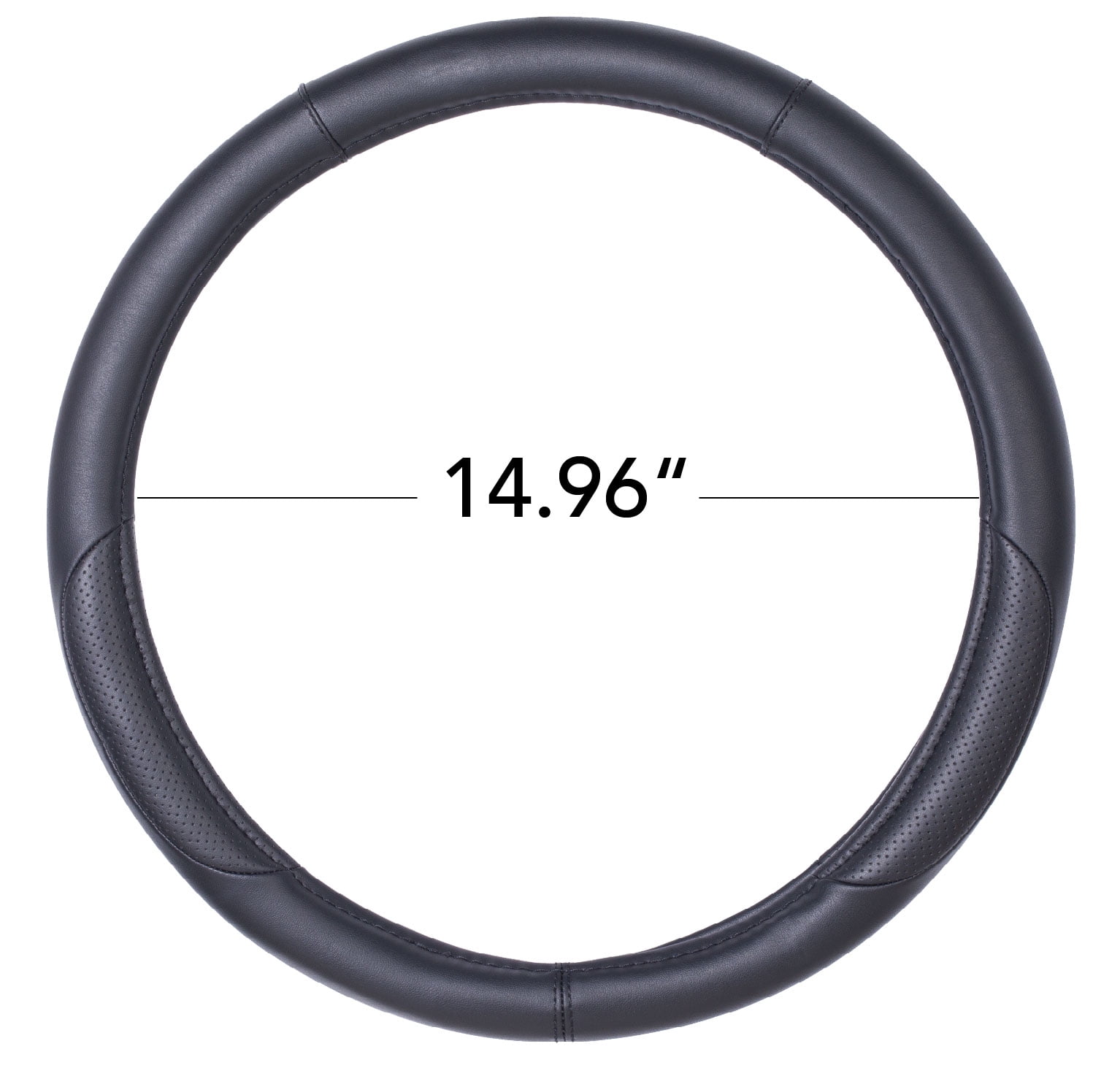 PIC AUTO Steering Wheel Cover - Microfiber Leather - Black - Universal Fit - 22WMD10