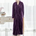 thumbnail image 2 of Homgro Women's Winter Long Plush Robe Ladies Full Length Soft Qulited Fuzzy Fleece Bathrobe Warm Thermal Long Sleeve V Neck Full Zip Up Zipper Comfy Bath Maternity Housecoat Pocket Purple Large, 2 of 5