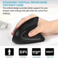 thumbnail image 4 of Ergonomic Mouse, LEKVEY Vertical Wireless Mouse - Rechargeable 2.4GHz Optical Vertical Mice : 3 Adjustable DPI 800/1200/1600 Levels 6 Buttons, for Lap, 4 of 4