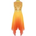 thumbnail image 2 of Oyolan Robe de Danse Sans Manches à Sequins pour Filles, Tunique de Culte Irrégulière, Or 10, 2 of 8