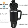thumbnail image 2 of BJPKPK 40 oz Tumbler with Handle Insulated Tumblers with Lid and Straw Stainless Steel Thermal Cup,Black, 2 of 6