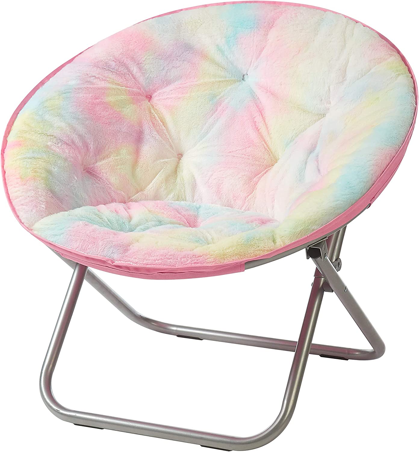 Heritage Kids Sorbet Dreams Rainbow Fur Teen Saucer Chair, Foldable