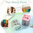 thumbnail image 4 of Uxcell Manual Pencil Sharpener, 4Pcs Dual Hole Pencil Sharpener Square Colored Compact Handheld for Standard Large Size Office Home Supplies, Green, 4 of 6