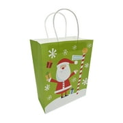 Holiday Time Christmas Gift Paper Bag, Green Santa, Large, 10x5x13in