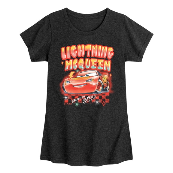 Cars - Lightning McQueen Graffiti - Youth Girls Fitted Short Sleeve T-Shirt