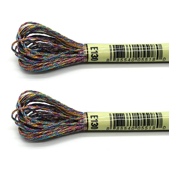 pitrice 2 Pieces Embroidery Threads Metallic Needle Crafts Knitting Supply Handcraft String Supplies Sewing Skeins Beautiful Decorations colourfulE130