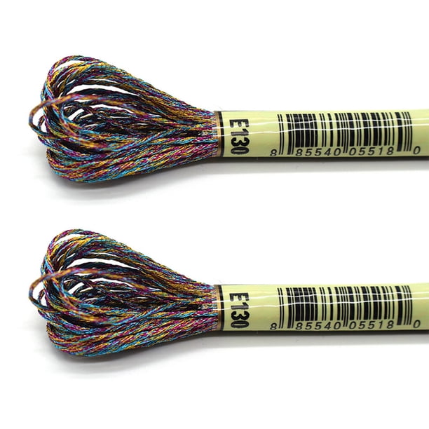 Yuarrent Hilo de bordar de 2 piezas, accesorios metálicos para bricolaje, suministros de hilo para manualidades, ovillos de costura, hermosas Artesanía coloridoE130