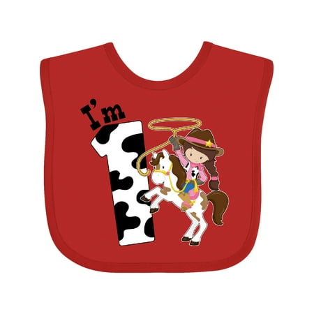 

Inktastic I m One-cowgirl riding horse birthday Girls Baby Bib