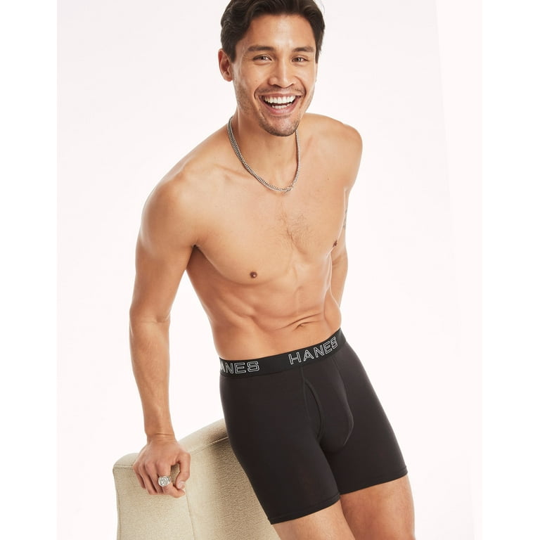 Hanes Ultimate Comfort Flex Fit Total Support Pouch Men's Boxer Brief  Underwear, Black/Grey, 4-Pack XL 