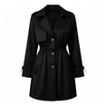 thumbnail image 5 of Zynoxe Women's Mid Length Windbreaker Jackets Comfort Elastic Waist Long Sleeve Outdoor Jacket Trendy Lapel Collar Button Down Jacket Lightweight Versatile Solid Color Trench Coat with Pockets M, 5 of 9
