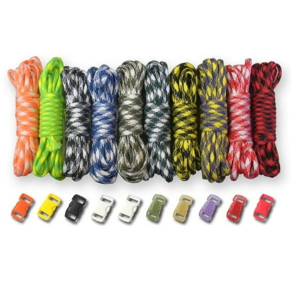 Paracord Planet 550lb Type III Paracord Combo Crafting Kits with Buckles