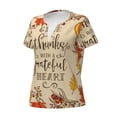 thumbnail image 2 of Naloa Thanksgiving With A Grateful Heart Print T-Shirts Short Sleeve V Neck Tees for Women Fashion Tops Trendy Lightweight Soft Casual Summer Outfits Clothes, 2 of 5