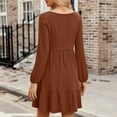 thumbnail image 7 of Einccm Women's Casual A-Line V Neck Long Sleeve Brushed Knit Dress for Spring and Fall Everyday Wear, 7 of 7