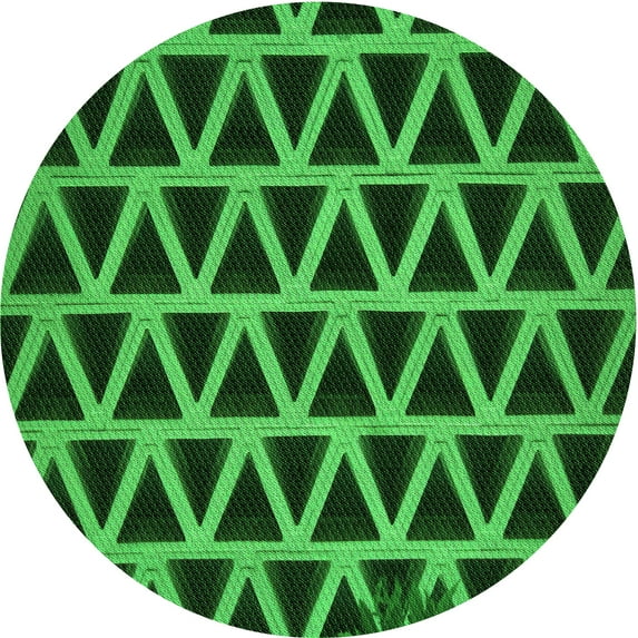 Ahgly Company Machine Washable Indoor Round Transitional Deep Emerald Green Area Rugs, 5' Round
