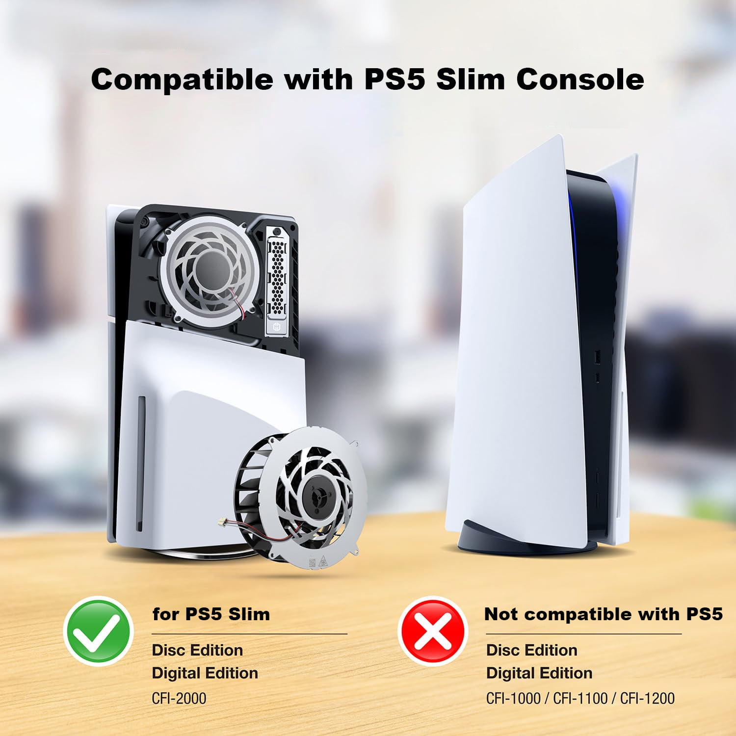 Internal Cooling Fan Replacement Parts for PS5 Slim, Fan Upgrade Replacement Dust Cleaning Kit for PlayStation 5 Slim, 19 Blades Fan Cooler-PS5 Slim