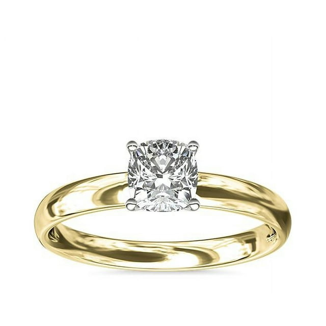 1.00 Carat Excellent Cushion Cut Natural Diamond Unique Solitaire Ring for Engagement Solid 14K Yellow Gold Size 8.5