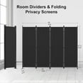 thumbnail image 2 of Room Divider 4 Panel Partition Room Dividers & Folding Privacy Screens w/ 3 Metal Feet 6FT Portable Wall Doubles as a Dressing Screen Portable Wall for Office Kitchen Children's Room,Black, 2 of 18