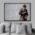 thumbnail image 3 of wall26 Framed Canvas Print Wall Art Banksy Vintage Spy with Recording Device Graffiti &amp; Street Art Pop Culture Illustrations Pop Art Bohemian Dark for Living Room, Bedroom, Office - 16"x24&q, 3 of 5