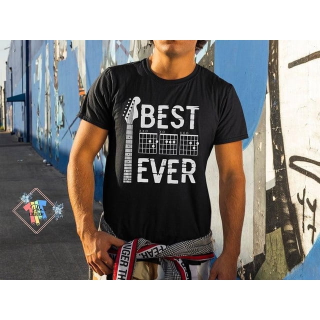 Best Dad Ever Guitar Shirt, Fathers Day Gift for Music Lover Dad Tee - Natural - L