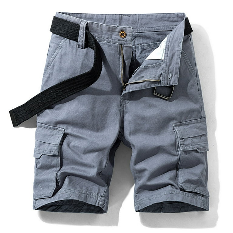 Fesfesfes Fashion Mens Cargo Shorts Pocket Zipper Stretchy Leisure