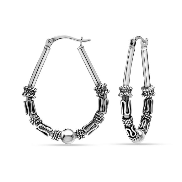 Pendientes de aro LeCalla de plata de ley 925 de 32 mm para mujer