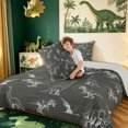 thumbnail image 4 of meiyoeat Dark Gray Hand Drawn Dinosaur Full Size Comforter Sets for Men Women Kids, Chalk Style Wildlife Bedding Comforter Set, Gray White, Grey Reversible, 3pcs, 1 Comforter and 2 Pillowcases, 4 of 6