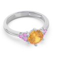 thumbnail image 3 of 2.15 Carat Round Cut Citrine & Pink Sapphire Gemstone Elegant Anniversary Ring for Women 18K White Gold Size 6 by Diamond-Capitals, 3 of 7