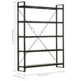 thumbnail image 5 of vidaXL 5-Tier Bookcase Black 55.1"x11.8"x70.9" Solid Mango Wood, 5 of 10