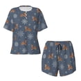 thumbnail image 5 of Wukai Squirrel And Snowflakes Women's Pajama Set,Short-Sleeve Top and Shorts with Elastic Waistband and Pockets for Loungewear, Yoga, and Casual Wear-, 5 of 8