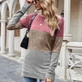 thumbnail image 4 of Womens Color Block Patchwork Tunic Tops Crewneck Long Sleeve Dressy Casual T Shirts Loose Comfy Basic Fall Blouses Tops, 4 of 6