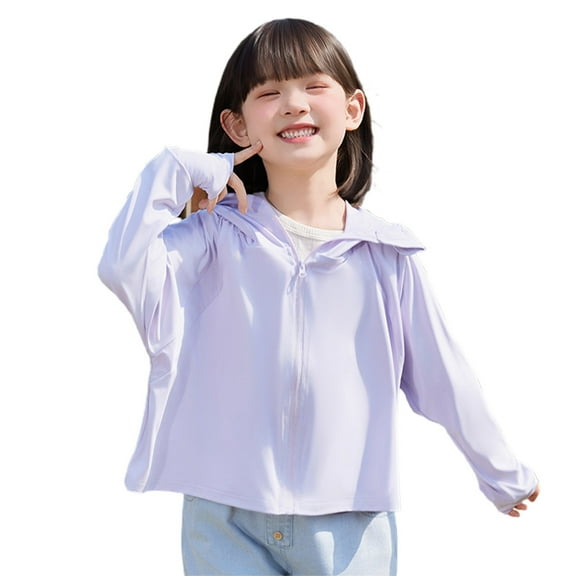 Taqqpue Kids Zip-Up Long Sleeve Hoodie Girls Boys Sun Protection Shirts Hiking Running Athletic Shirt Lightweight Summer Sunscreen Coat Jacket 5-15Y