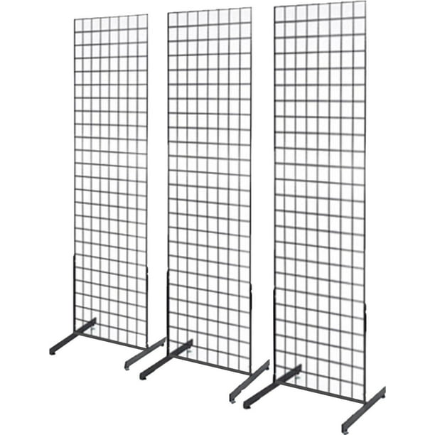 2'x6' Black Gridwall Panel Tower with TBase Floorstanding Display Kit (3pk)