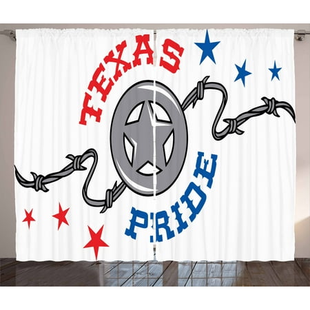 Texas Star Curtains 2 Panels Set Lone Star And Barb Wire United