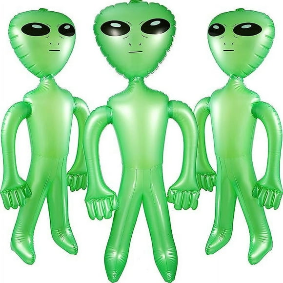 3 Inflatable Alien - Pack of 3 Jumbo - Green  Purple and Blue Inflate Martian Aliens Toy for  Ages  Great for Halloween Party Decorations and Birthday