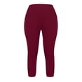 thumbnail image 5 of Capri Leggings for Women Elastic High Waisted 3/4 Length Yoga Pants Summer Soft Lightweight Workout Capris Wine M, 5 of 5