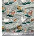 thumbnail image 1 of Soimoi Rayon Fabric Rabbit,Sheep & Deer Kids Print Fabric by Yard 42 Inch Wide, 1 of 1