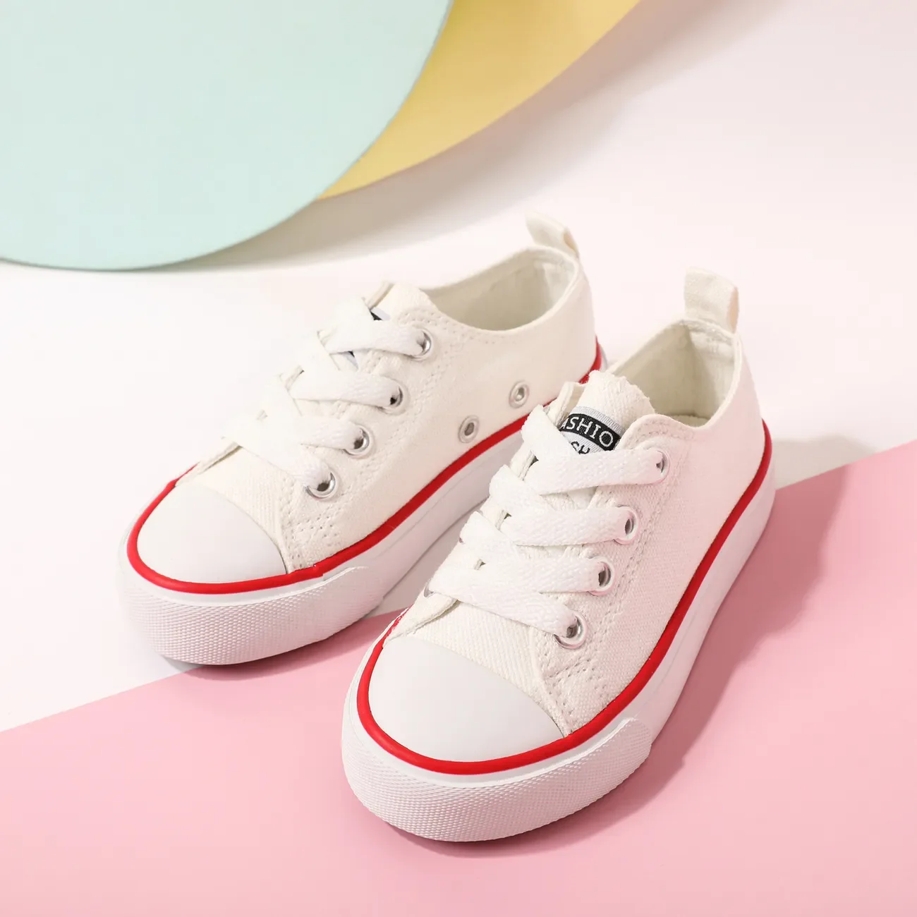 PatPat Big Kids Canvas Shoes Toddler Boys Girls Slip On Sneakers Solid Letters Soft Sole Lace up Walking Shoes White Size 1