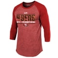 thumbnail image 2 of Men's Majestic Threads Scarlet San Francisco 49ers 2023 NFC Champions Tri-Blend Raglan 3/4-Sleeve T-Shirt, 2 of 3