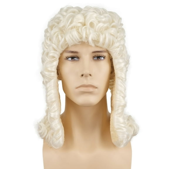 Lydell Middle Length Curly Colonial Wig for Men,Halloween Vintage Cosplay Wigs,Platinum Blonde