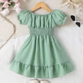 thumbnail image 2 of Ashirexll Little Girl Dresses, Girls Summer Dress, 2-7Y Little Kids Summer Bubble Short Sleeve Round Neck Dress Casual Fashion A-Line Dress, 2 of 7