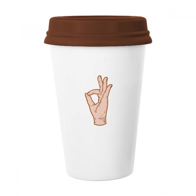 Alright Ok Accomplish Gesture Hand Signal Mug Coffee Drinking Glass Pottery Cerac Cup Lid