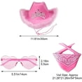 thumbnail image 3 of 3 piezas de sombrero de vaquero con estampado de vaquero rosa, gafas con forma de corazón, pañuelos de vaquero de cachemira, sombrero de vaquera, lentejuelas, Halloween, 3 of 5