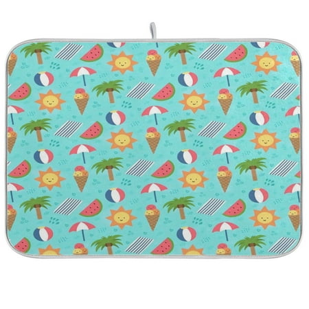 

Dish Drying Mat Multi-functional Absorbent Kitchen Drying Mat Foldable Drying Mat for Kitchen Drainer Rack 16 x18 Colorful Summer Elements
