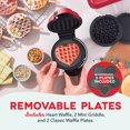 thumbnail image 2 of Dash Multimaker Mini System - Waffle Maker with Five 4” Removable Plates: Waffle Iron & Griddle, 4-in-1 Mini Waffle Maker for Kids and Families, Red, 2 of 10