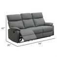 thumbnail image 5 of Fery 74 Inch Manual Recliner Sofa- 3 Seater- Gray Burlap Upholstery- Wood, 5 of 7